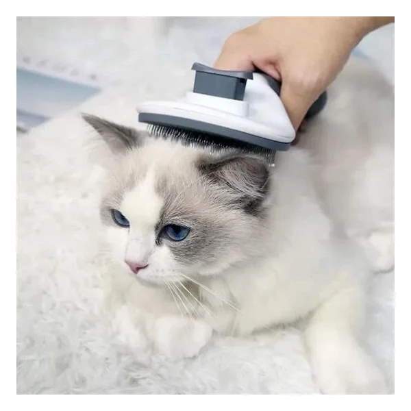 Buffer Kedi Köpek Tüy Toplayıcı Kendini Temizleyebilen Ergonomik Rahat Evcil Hayvan Tarağı Gri - Görsel 4