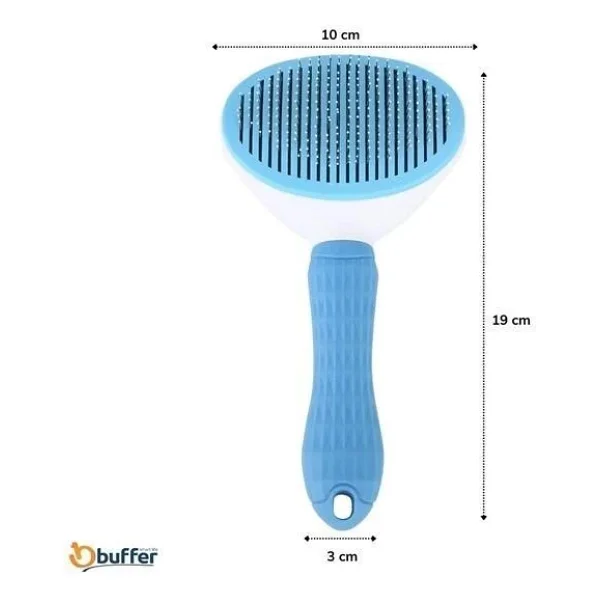 Buffer Kedi Köpek Tüy Toplayıcı Kendini Temizleyebilen Ergonomik Saplı Evcil Hayvan Tarağı Mavi - Görsel 4