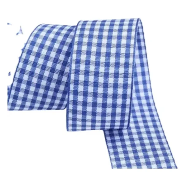 Tafta Ekoseli Kurdele 25 Mm İndigo 5 Metre - Görsel 2