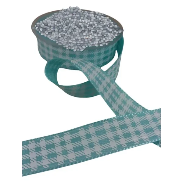 Tafta Ekoseli Kurdele 25 Mm Mint 1 Metre - Görsel 2
