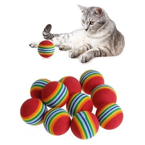 Buffer Gökkuşağı Sünger 3'lü 4.2 Cm Kedi Köpek Çiğneme Oyun Topu - Görsel 8