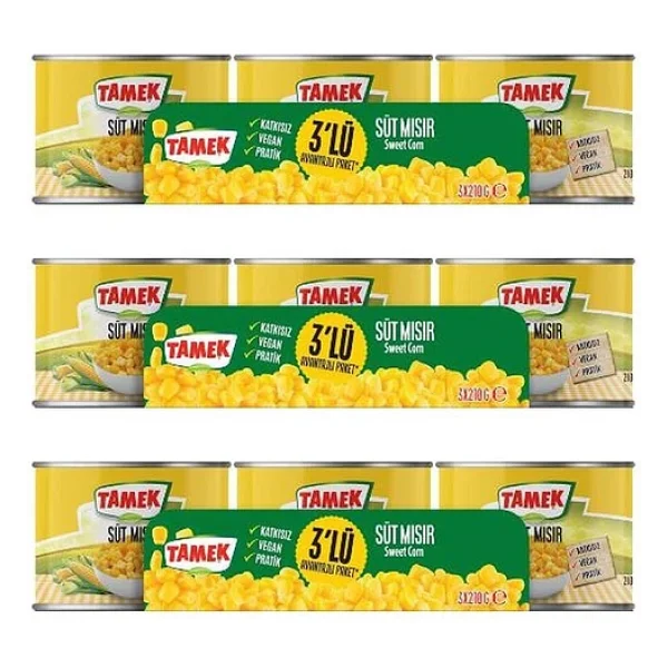 Tamek Mısır Konservesi 3x210 Gr X 3 Adet - Görsel 3