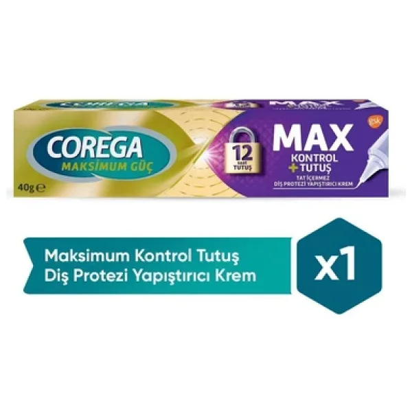 Corega Max Kontrol + Tutuş Tat İçermez 40 Gr Protez Diş Yapıştırıcı - Görsel 3