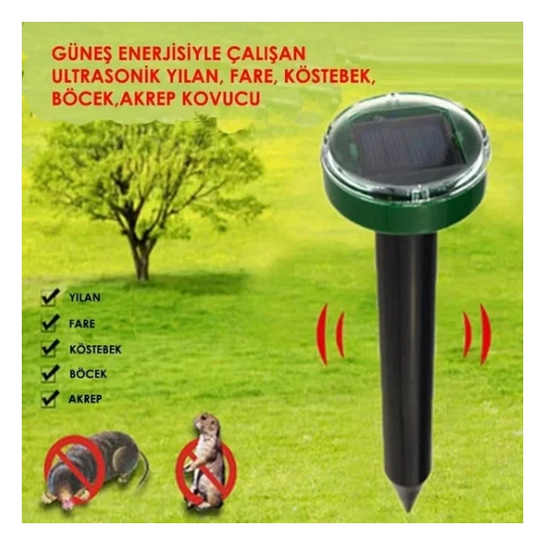2 Adet Solar Güneş Enerjili Akrep,Köstebek,Yılan Fare Kovucu 750-1000 M2 Etkili Yuvarlak - Görsel 4