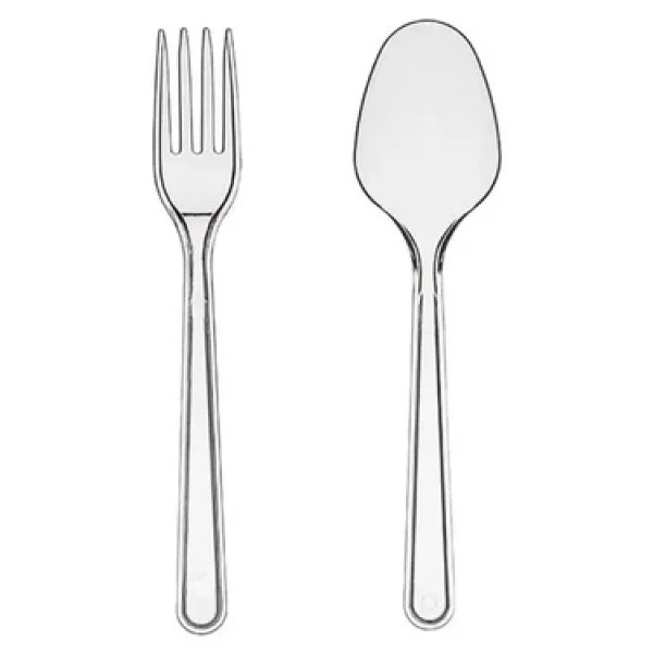 Omeyva 26 Cm. Plastik Mika Şeffaf Sorfa Piknik Seti - 72 Kişilik Tabak Bardak Çatal Kaşık Takımı - Görsel 6