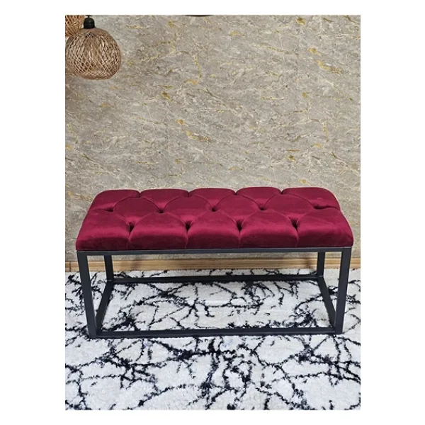 Siyah Boyalı Diktörtgen 100 Cm X 40 Cm Oturak Puf - Bench - Makyaj Oturağı - Oturak Bordo Renk 100 X 40 Boyut/Ebat - Görsel 4