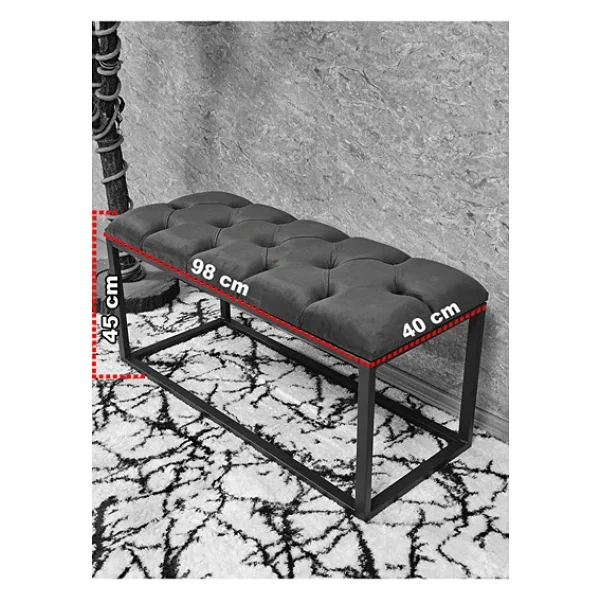 Siyah Boyalı Diktörtgen 100 Cm X 40 Cm Oturak Puf - Bench - Makyaj Oturağı - Oturak Bordo Renk 100 X 40 Boyut/Ebat - Görsel 5