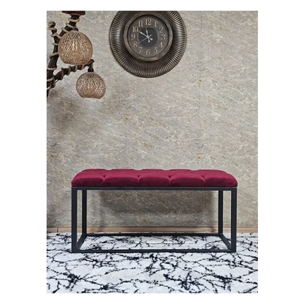 Siyah Boyalı Diktörtgen 100 Cm X 40 Cm Oturak Puf - Bench - Makyaj Oturağı - Oturak Bordo Renk 100 X 40 Boyut/Ebat - Görsel 2