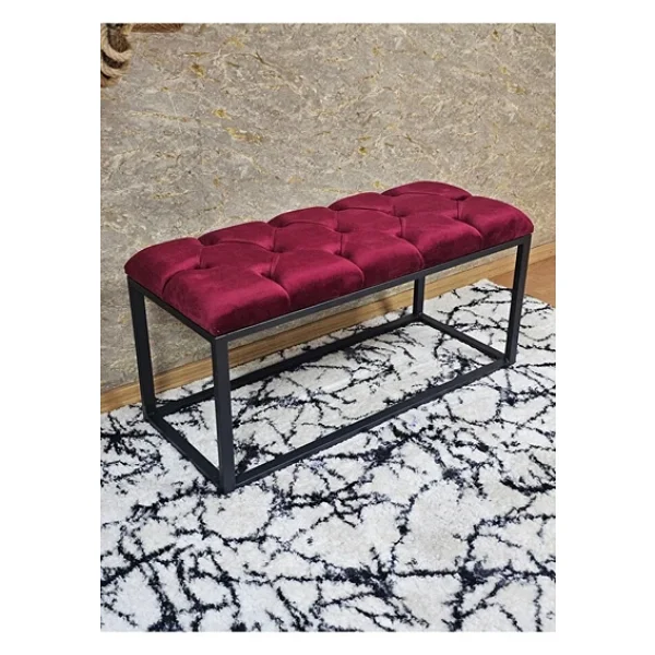 Siyah Boyalı Diktörtgen 100 Cm X 40 Cm Oturak Puf - Bench - Makyaj Oturağı - Oturak Bordo Renk 100 X 40 Boyut/Ebat - Görsel 3