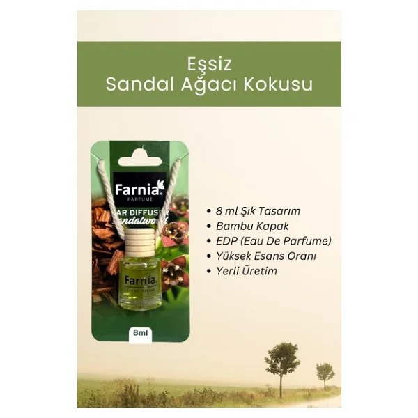 Farnia Yüksek Esanslı Askılı Araç Kokusu Edp Parfüm Sandal Ağacı 8 Ml 3 Adet Avantaj Paketi - Görsel 6