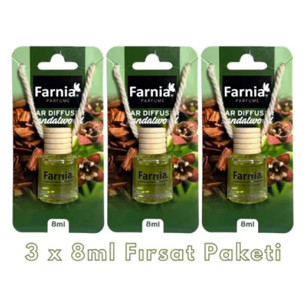 Farnia Yüksek Esanslı Askılı Araç Kokusu Edp Parfüm Sandal Ağacı 8 Ml 3 Adet Avantaj Paketi - Görsel 3