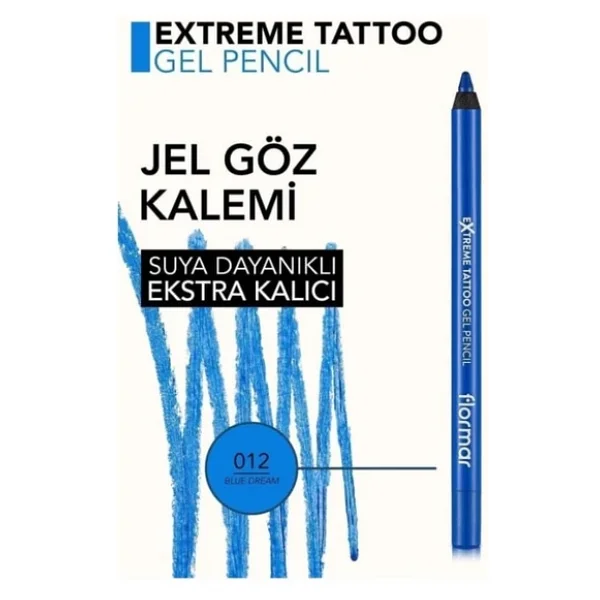 Flormar Extreme Tattoo Gel Pencil 012 Blue Dream Göz Kalemi - Görsel 7