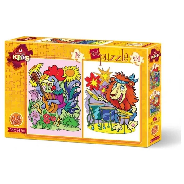 Art Puzzle 4490 Müzisyen Hayvanlar 2'li 12+24 Parça Yapboz - Görsel 5