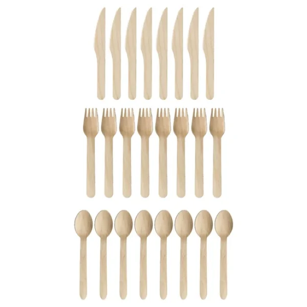 Ekolojik 22 Cm. 72 Kişilik Parti Piknik Sofra Sunum Seti - Doğal Tabak Bardak Çatal Kaşık Takımı - Görsel 4