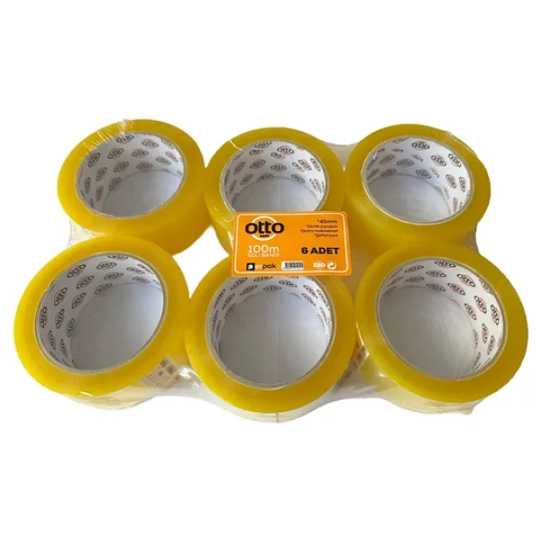 Otto Bant Şeffaf Koli Bandı Bantı / 45 mm x 100 Metre / 6 Adetlik 3 Paket - Görsel 8