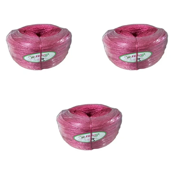Favori İp Halat Fh03 Pp Naylon Burgulu Örgü Çamaşır İpi - Pembe - 100 Metre - 3 Adet - Görsel 3