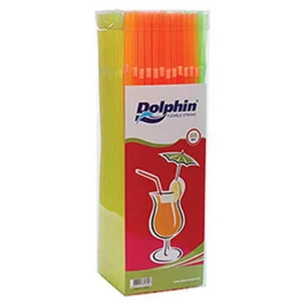 Dolphin Fosforlu Pipet - Körüklü - Turuncu Pembe Yeşil - 225 Adetlik Paket - Görsel 6