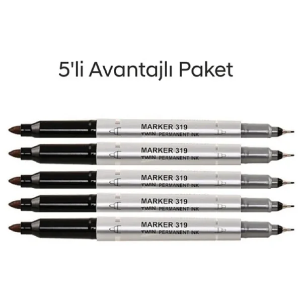 Aıhao Ah-319 Çift Uçlu CD Ve DVD Kalemi Siyah Renk 5 Li Set Siyah - Görsel 3