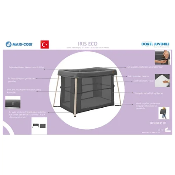 Maxi-Cosi Iris Beyond Grey 2'si 1 Arada Çift Katlı Park Yatak - Görsel 9