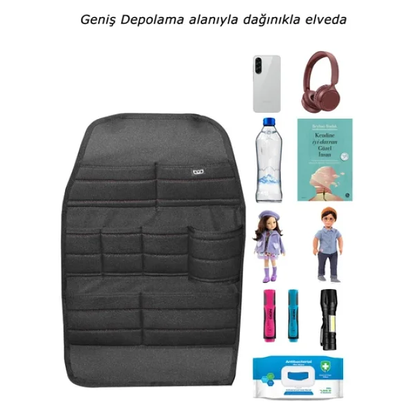 Bod Ecolux Serisi Taytüyü Araba Oto Koltuk Arkası Eşya Düzenleyici Araç İçi Organizer Siyah - Görsel 2
