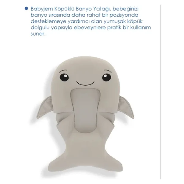 Babyjem Sevimli Balina Köpüklü Banyo Küveti Yatağı Gri (Straforlu - Suda Batmaz) - Görsel 4