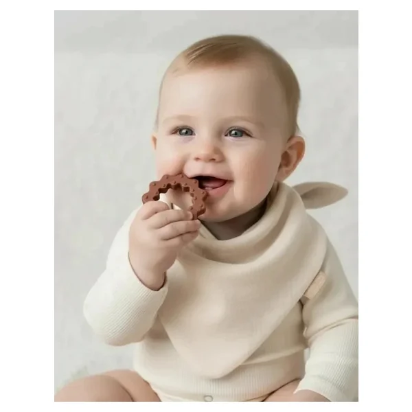 Babyjem Silikon Diş Kaşıyıcılı Ekru Müslin Önlük - Görsel 7
