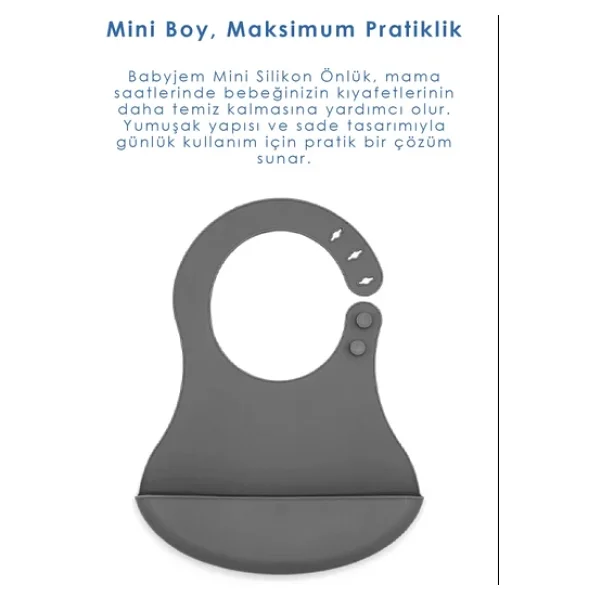 Babyjem Mini Silikon Önlük Gri - Görsel 3