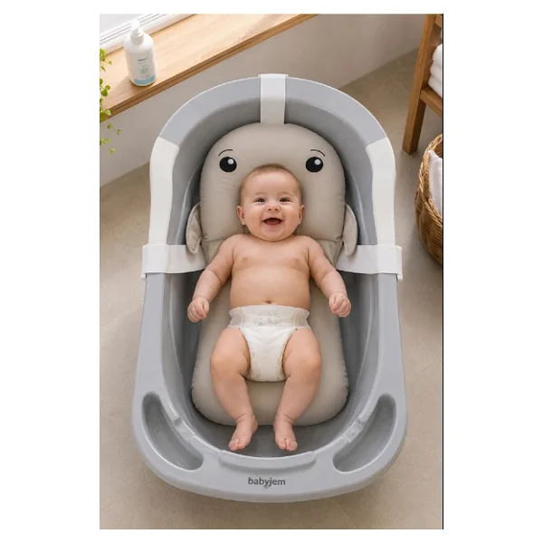Babyjem Sevimli Balina Köpüklü Banyo Küveti Yatağı Gri (Straforlu - Suda Batmaz) - Görsel 3