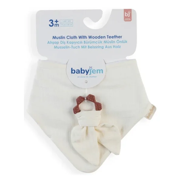 Babyjem Silikon Diş Kaşıyıcılı Ekru Müslin Önlük - Görsel 8