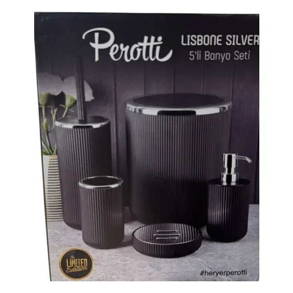 Perotti Lisbone Siyah 5 Parça Akrilik Banyo Seti Takımı 13166syh - Görsel 5