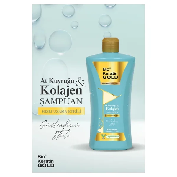Bio Keratin Gold At Kuyruğu & Kolajen Hızlı Uzama Etkili Tuzsuz Şampuan 700 Ml - Görsel 3