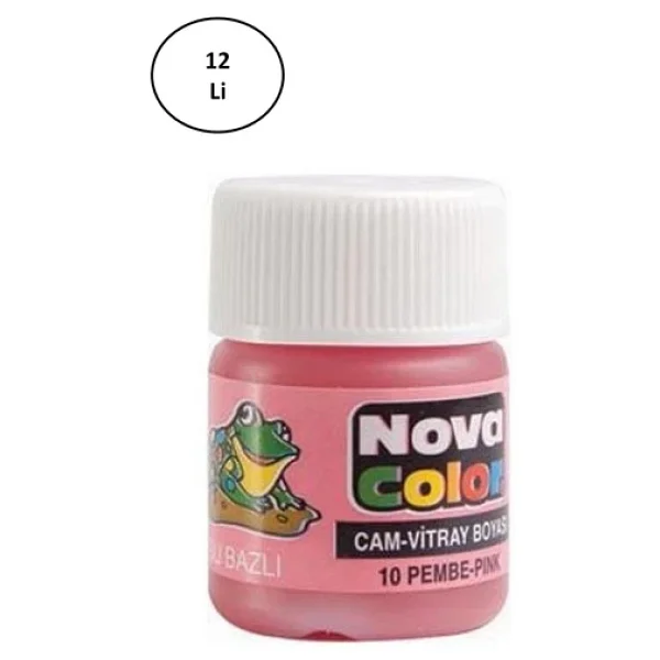 Nova Color Su Bazlı Cam Boya Şişe Pembe Renk 12'li - Görsel 3