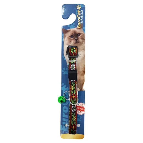 Eurocat Yeşil Çiçek Desenli Çıngıraklı Kedi Boyun Tasması - Görsel 2