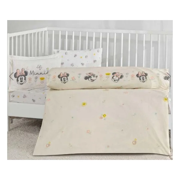 Taç Lisanslı Disney Minnie Mouse Dream Baby Pamuklu Bebek Nevresim Takımı