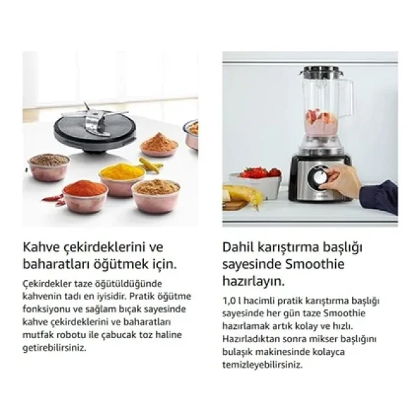 Bosch 50 Fonksiyonlu Hamur Yoğurma Smoothie Rende Öğütücü Doğrayıcı Multitalent Kompakt Mutfak Robotu - Görsel 5