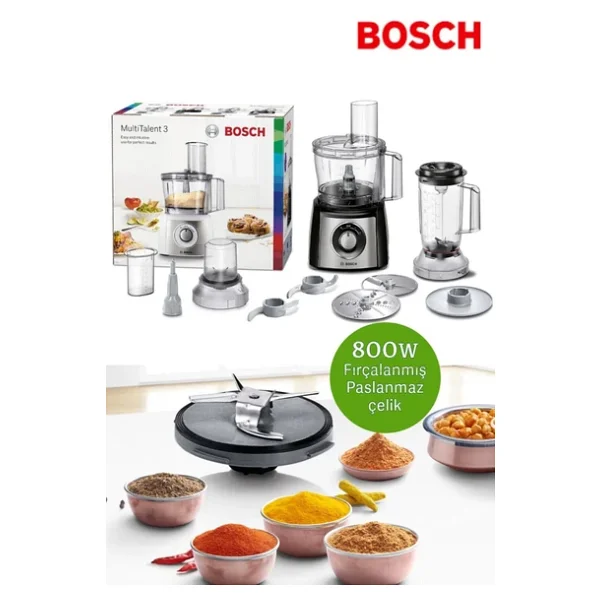 Bosch 50 Fonksiyonlu Hamur Yoğurma Smoothie Rende Öğütücü Doğrayıcı Multitalent Kompakt Mutfak Robotu