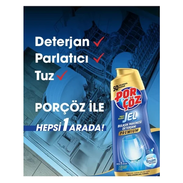 Porçöz Premium Bulaşık Makinesi Jel Deterjanı 900 Ml 2'li - Görsel 4