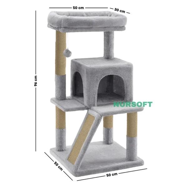 Nursoft Teraslı Dekoratif Kedi Tırmalama Ve Oyun Evi - Görsel 4