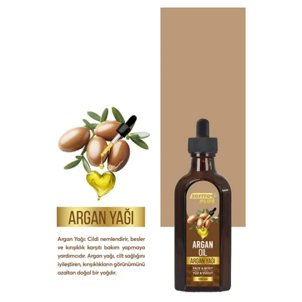 Softto Plus Argan Cilt Nemlendirme Etkili Yüz Ve Vücut Yağı 100 Ml - Görsel 7