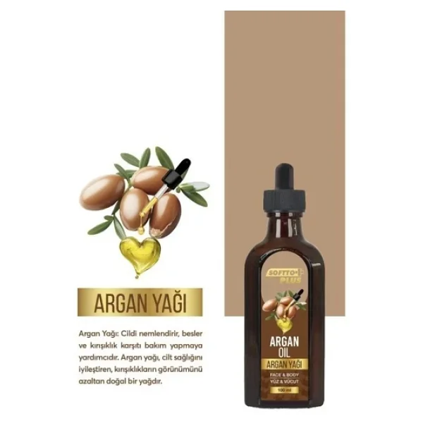 Softto Plus Argan Cilt Nemlendirme Etkili Yüz Ve Vücut Yağı 100 Ml - Görsel 5