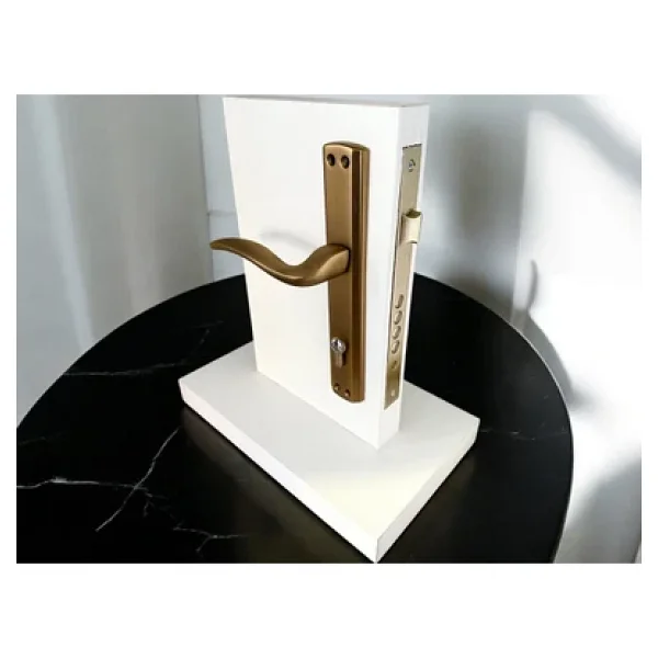 Trim Mat Antik Sarı Aynalı Yale Çelik Kapı Kolu Sol Elle Açılır Tek Taraf (Kilit Hariçtir) - Görsel 5