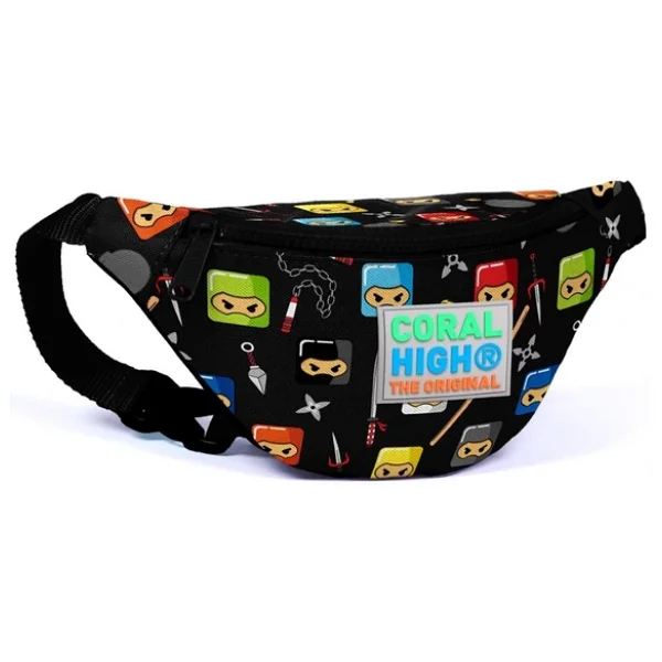 Coral High Kids Siyah Ninja Desenli Bel Çantası 22581 - Görsel 2