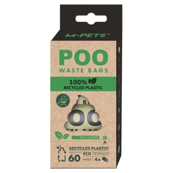 M-Pets Nane Kokulu 4x15 Yaprak Geri Dönüştürülmüş Köpek Dışkı Toplama Poşeti - Görsel 6