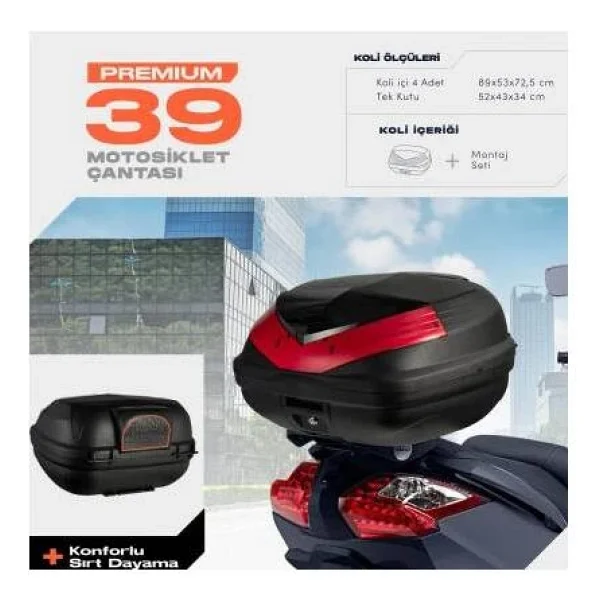 Wogen 39 Litre Premium Sırt Dayamalı Motosiklet Çantası - Siyah 1407 001 - Görsel 3