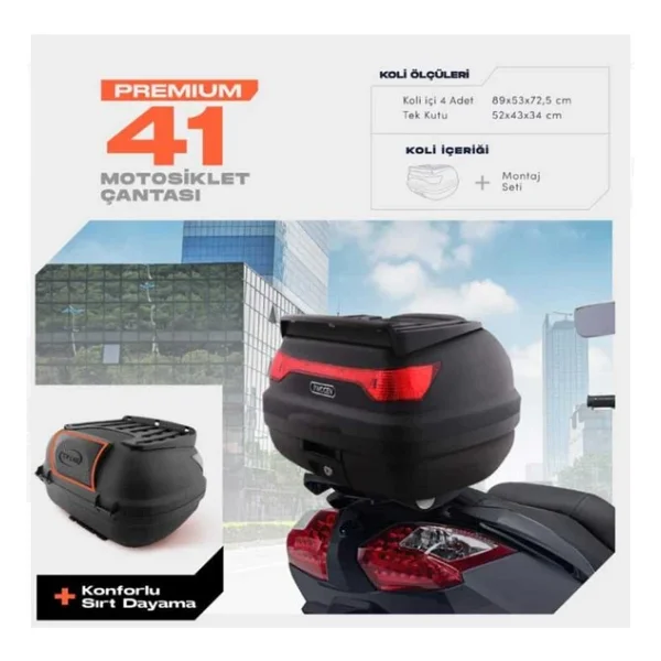 Wogen 41 Litre Premium Sırt Dayamalı Motosiklet Çantası - Siyah - 1405 004 - Görsel 3