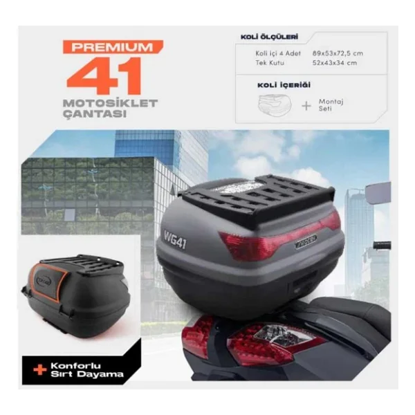 Wogen 41 Litre Premium Sırt Dayamalı Motosiklet Çantası - Nardo Gri - 1405 006 - Görsel 3