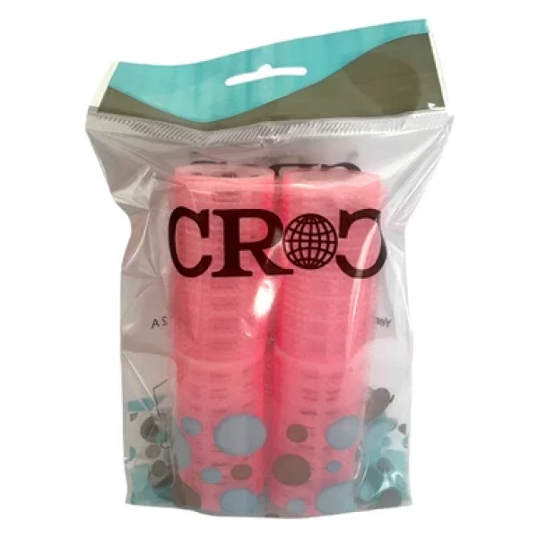 Croc 4lü Küçük Boy Plastik Bigudi Pembe Cb21 - Cırtlı Yapışkanlı Saç Bigudisi - Görsel 2