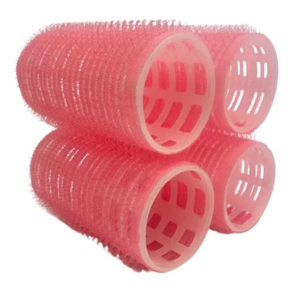 Croc 4lü Küçük Boy Plastik Bigudi Pembe Cb21 - Cırtlı Yapışkanlı Saç Bigudisi - Görsel 3