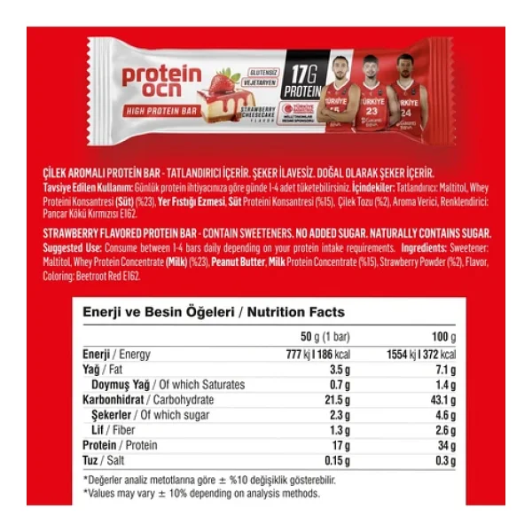 Proteinocean Çilekli Cheesecake Protein Bar 50 G (2 Adet) - Görsel 7