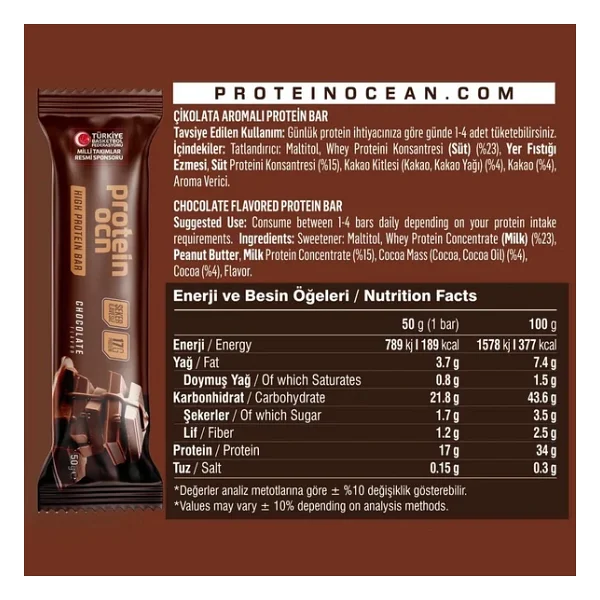 Proteinocean Çikolata Aromalı Protein Bar 50 G (2 Adet) - Görsel 4